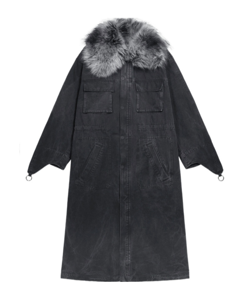 Blumarine Fur-trimmed Parka In Black