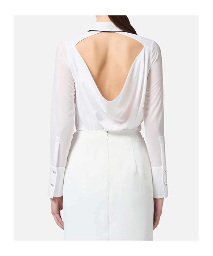 Elisabetta Franchi Camicia In Georgette Con Cravattino In Black
