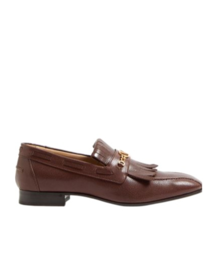 Shop Valentino Vlogo Signature Kidskin Loafer With Fringes In Brown