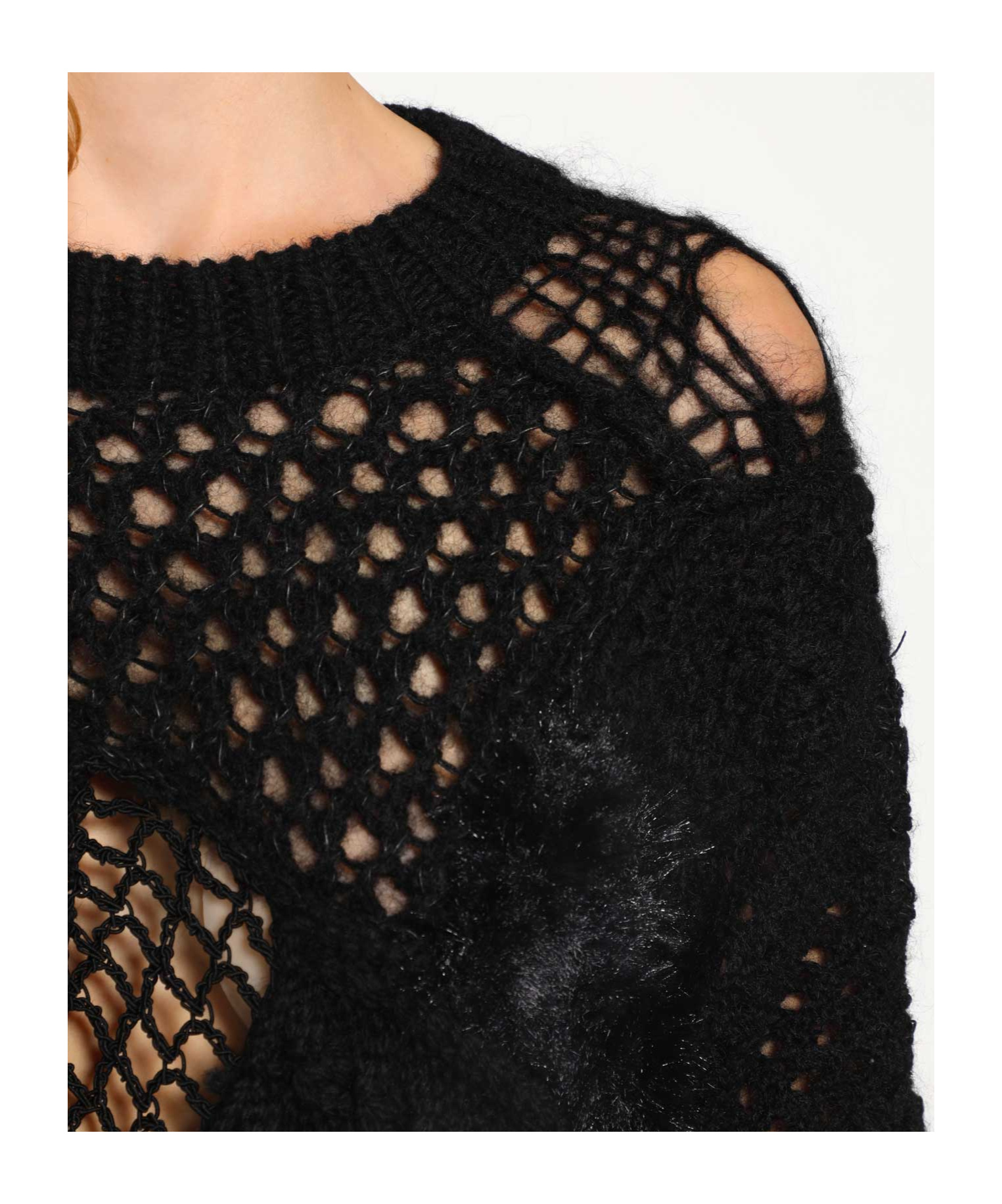 Junya Watanabe Open-knit Sweater In Black