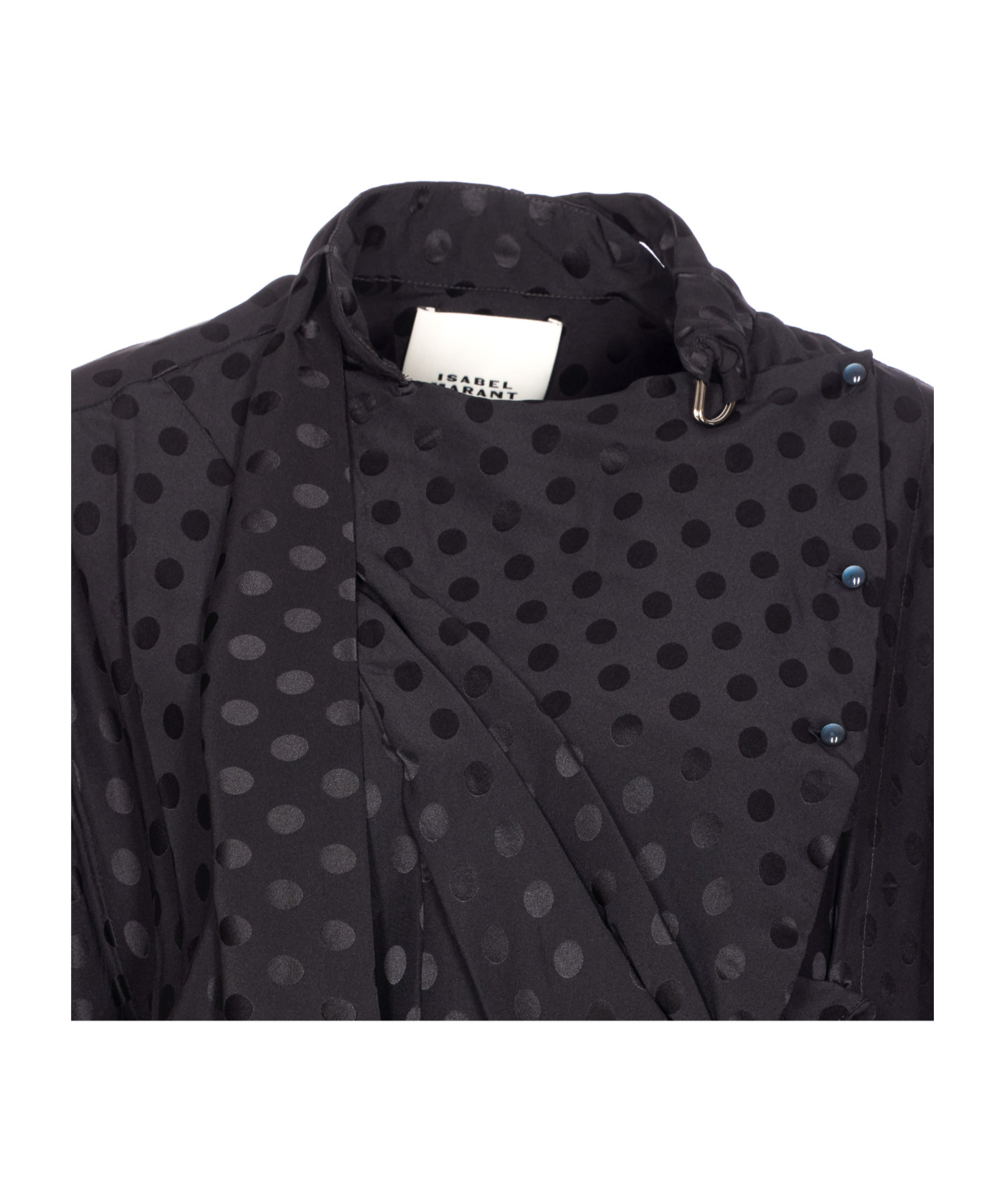 Isabel Marant Dots Print Wrap Dress Belted Waist In Black