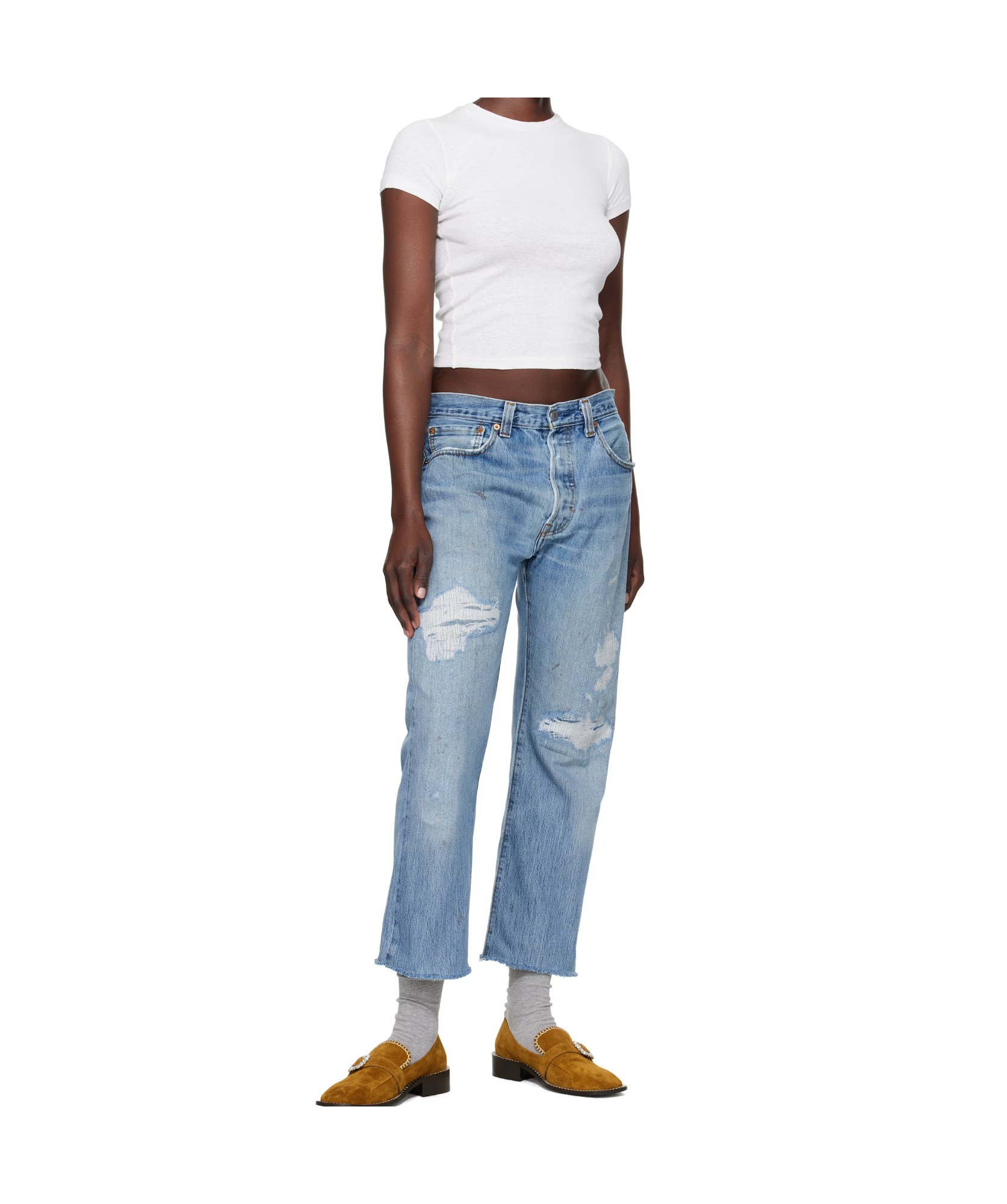 Re/done X Hanes Short-sleeved T-shirt In White