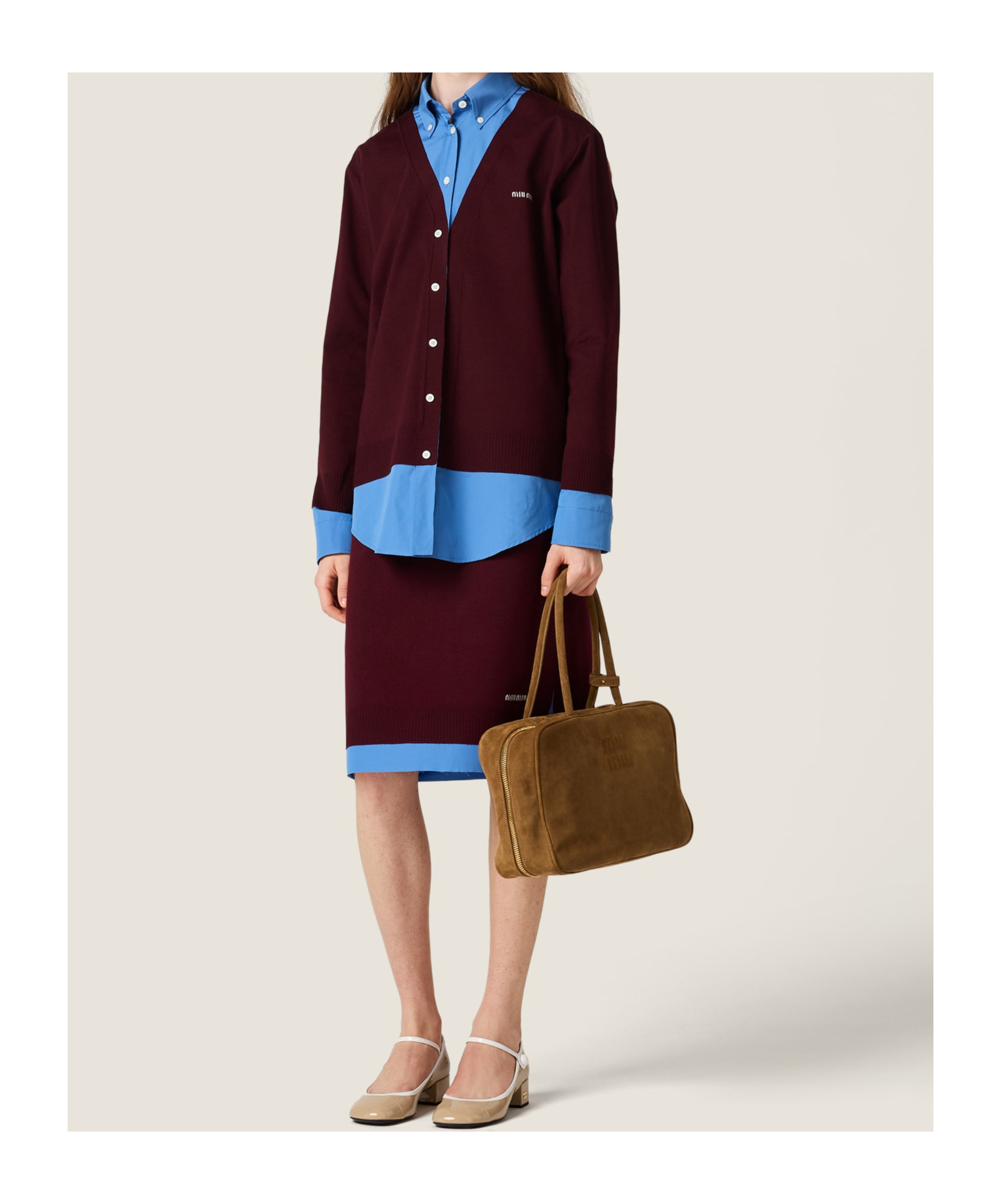 Miu Miu Long Sleeve Shirt In Brown