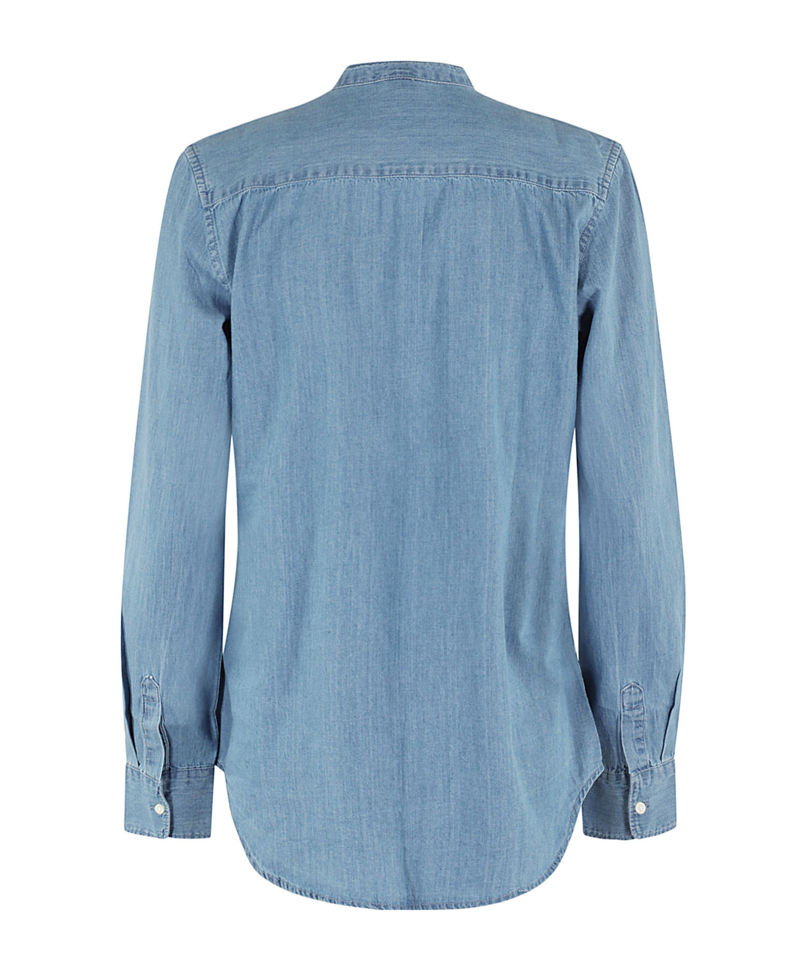 Shop Aspesi Chinese Collar Denim Shirt In Blue