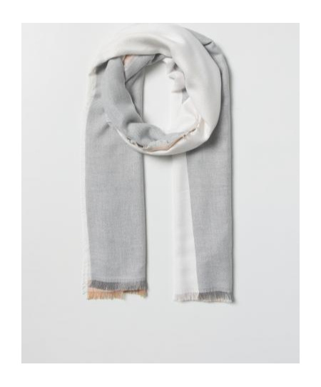 Emporio Armani Giorgio Armani Two-toned Fringed Edge Scarf In White