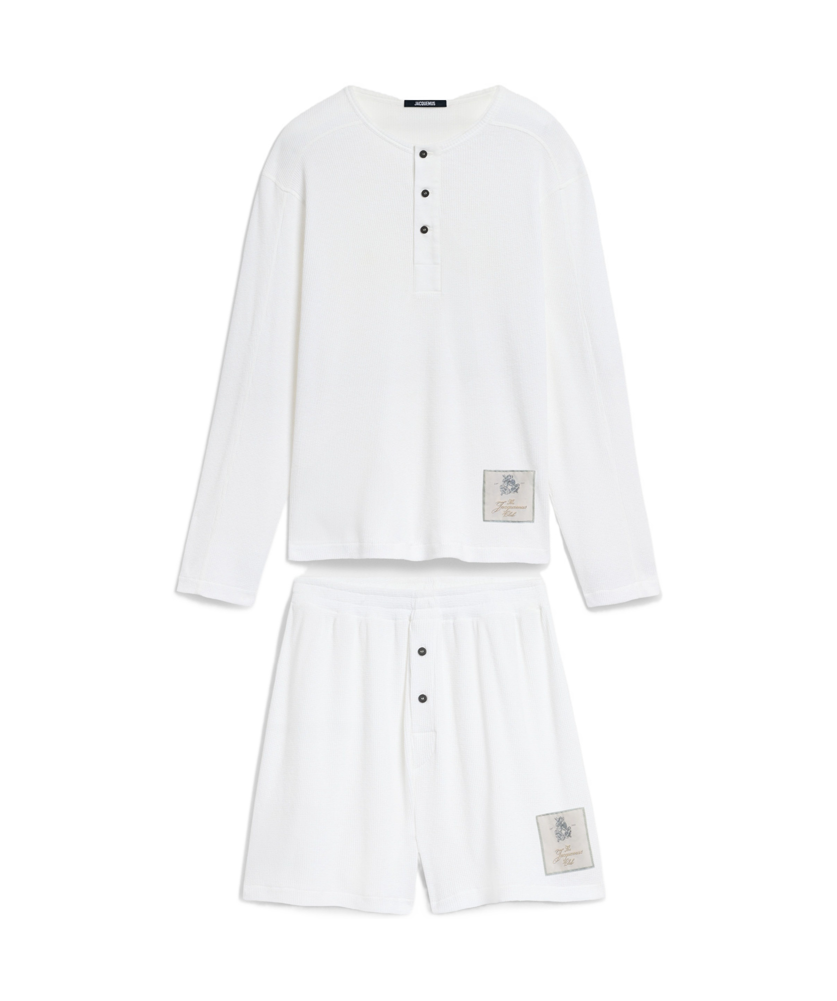 Jacquemus Long-sleeved T-shirt Elastic Waist Shorts Set In White