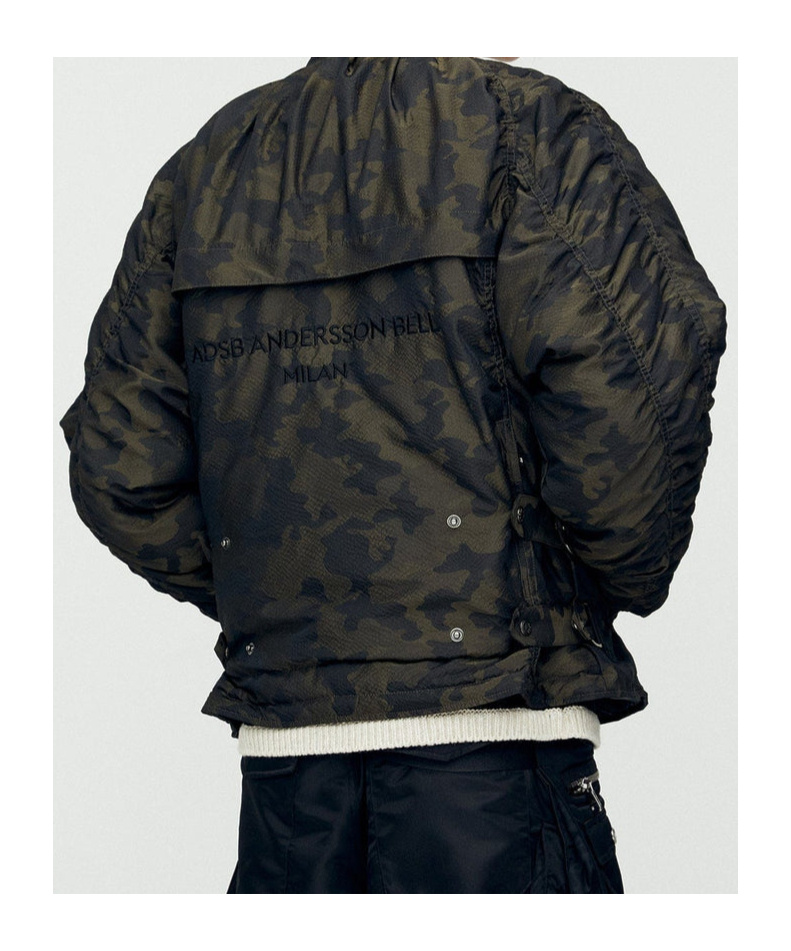 Andersson Bell Green Camouflage Lace-up Padded Jacket In Black