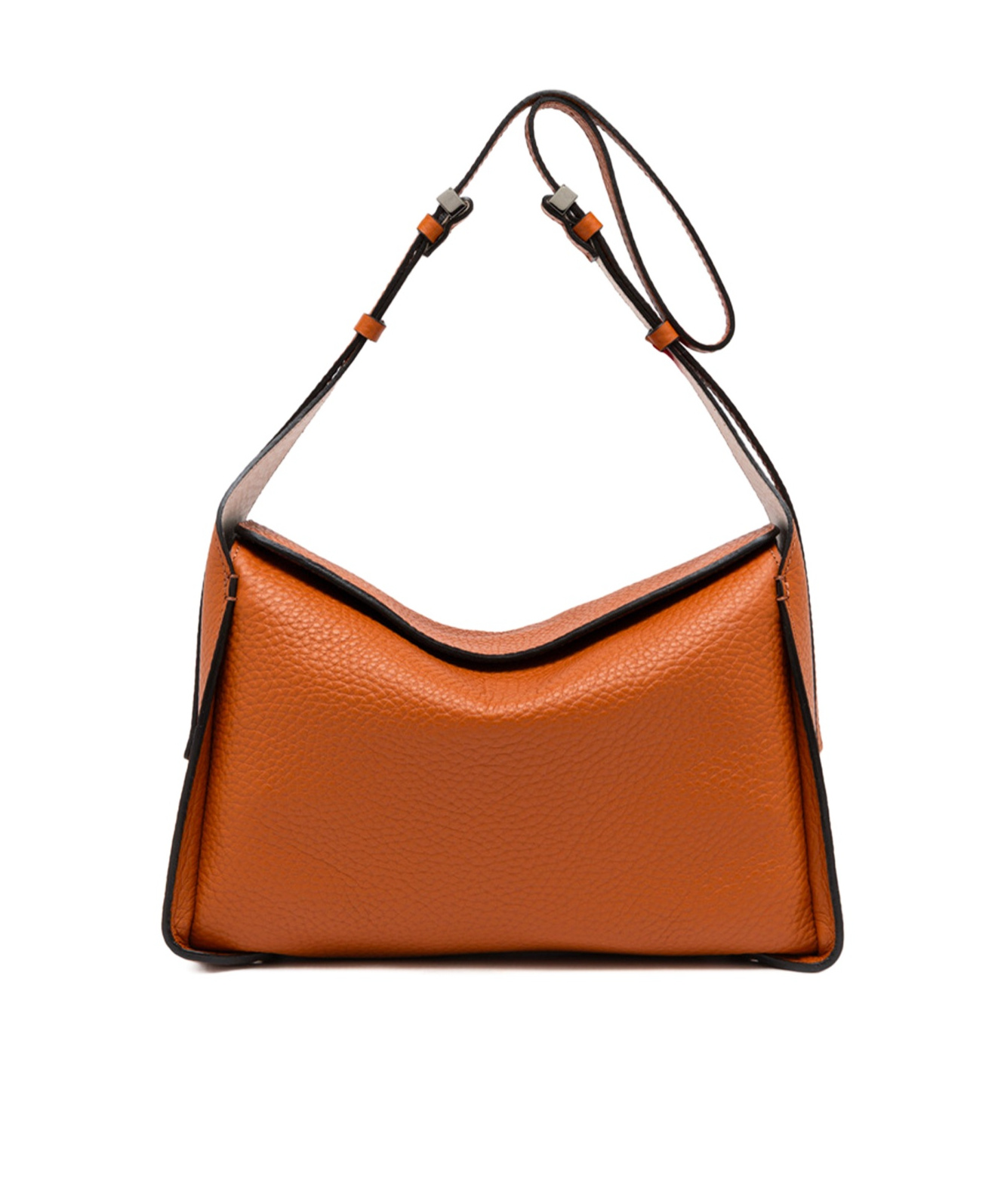 Gianni Chiarini Penelope Shoulder Bag In Double Grain Maxi Leather In Brown