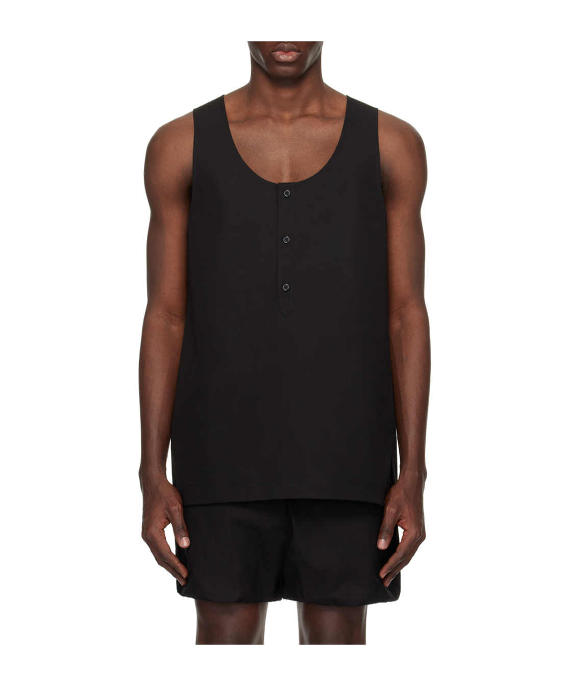 We11 Done Low Round Neck Simple Vest In Black