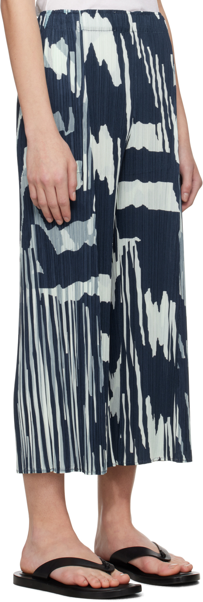 Issey Miyake Elastic Waist Casual Pants In Blue
