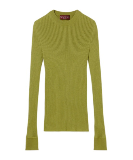 Gucci Rib Cashmere Silk Top In Green