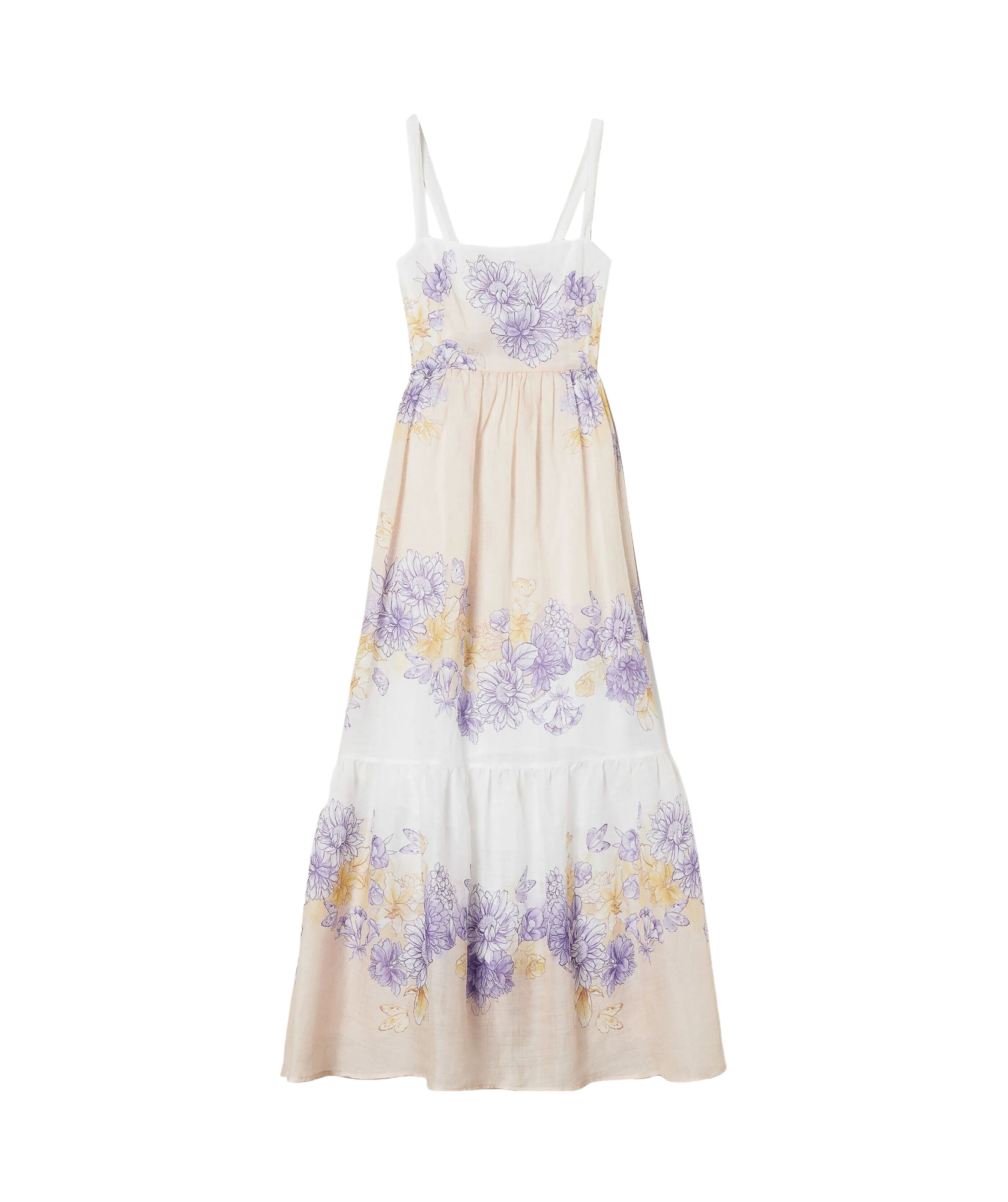 Twinset Robe Longue Bustier Florale En Ramie In Multi