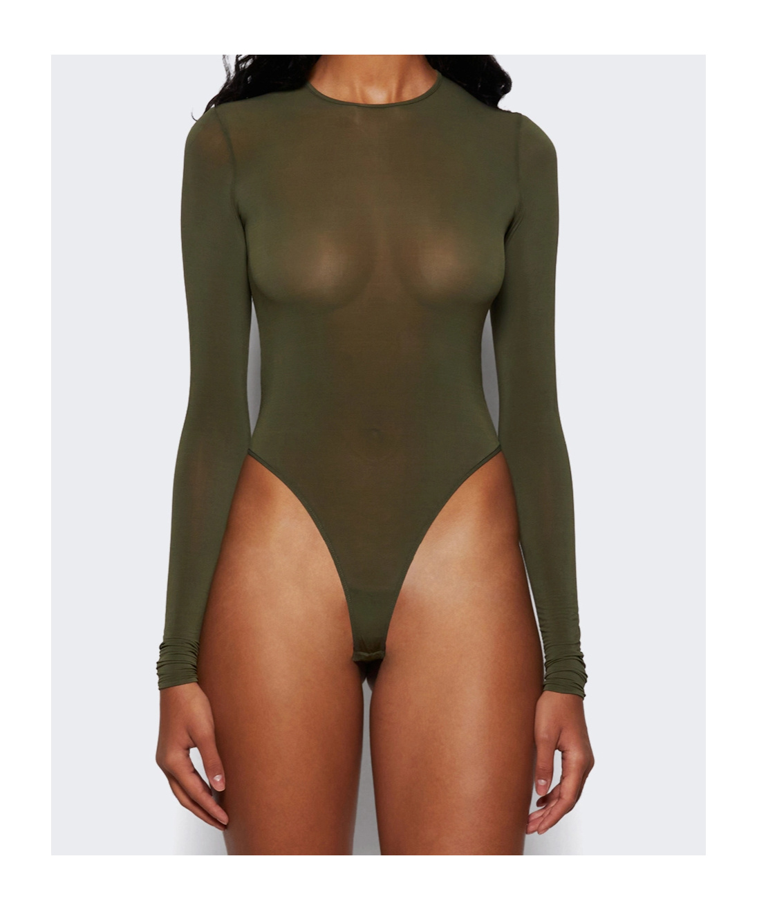 Wardrobe.nyc Sheer Bodysuit Military In Green