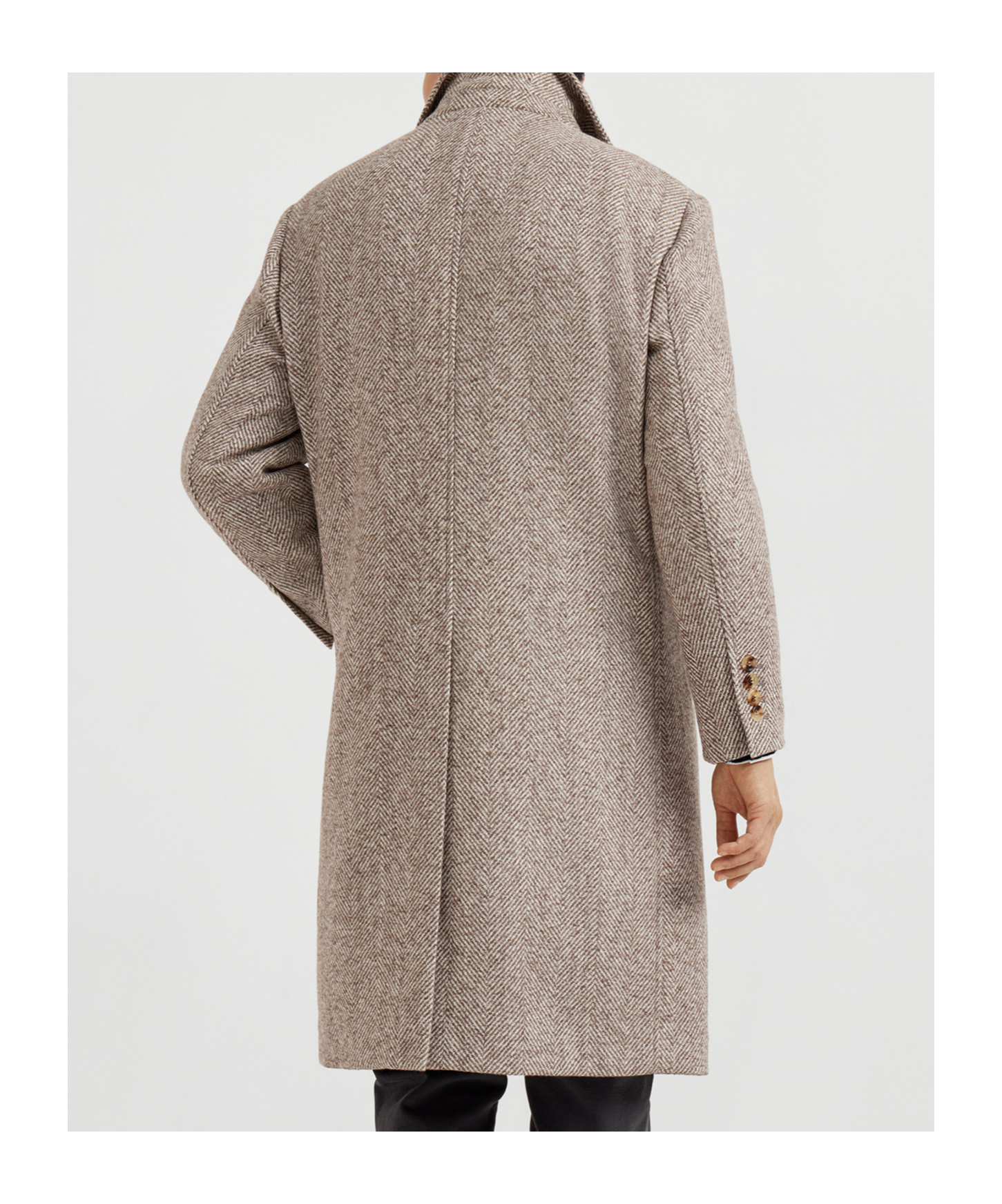 Brunello Cucinelli Chevron-pattern Single-breasted Coat In Multi