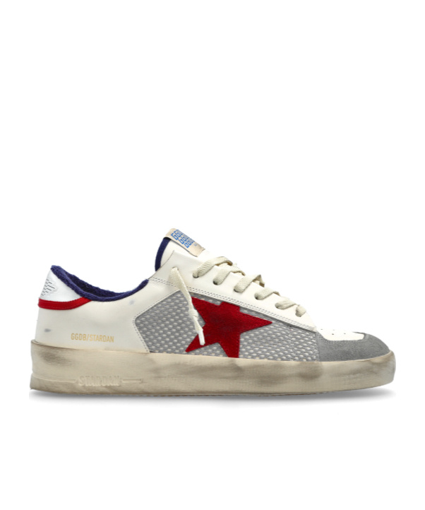 Golden Goose Stardan Leather And Net Upper Suede Toe And Star Laminated Heel Sneakers White
