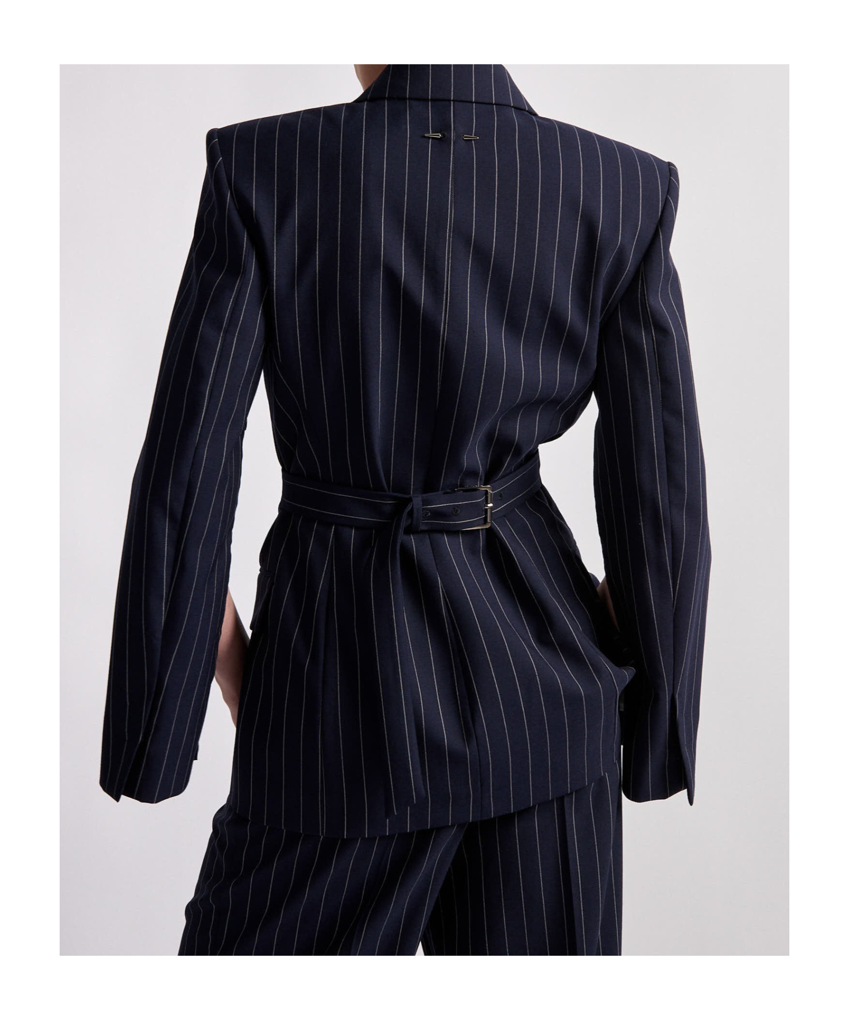 Barbara Bui Fitted Jacket In Navy Tennis Stripes In Navy Blue
