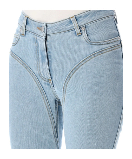 Mugler Rhinestone-embellished Flared Jeans In Blue