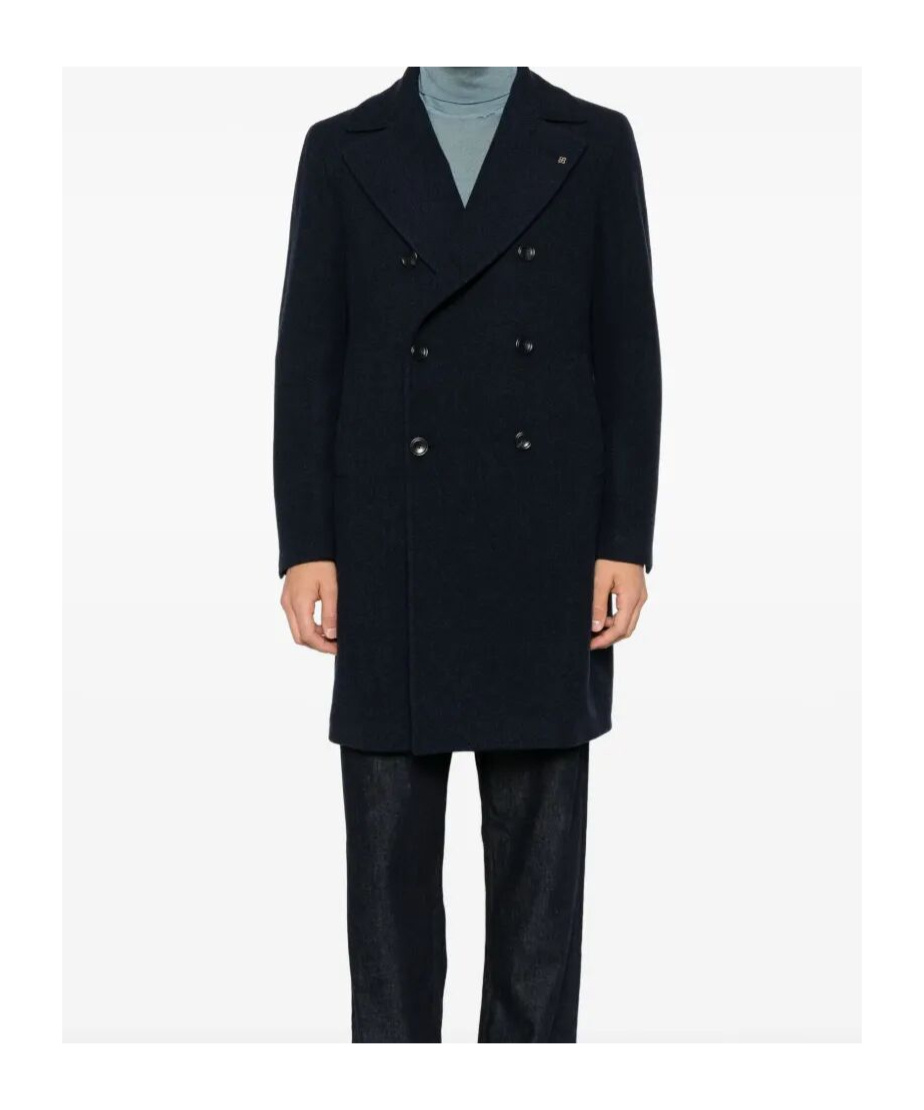 Tagliatore Double-breasted Wool Coat In Blue