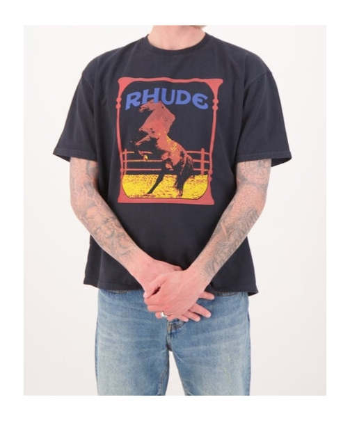 Rhude Cadre Noir Logo-print Cotton-jersey T-shirt In Black