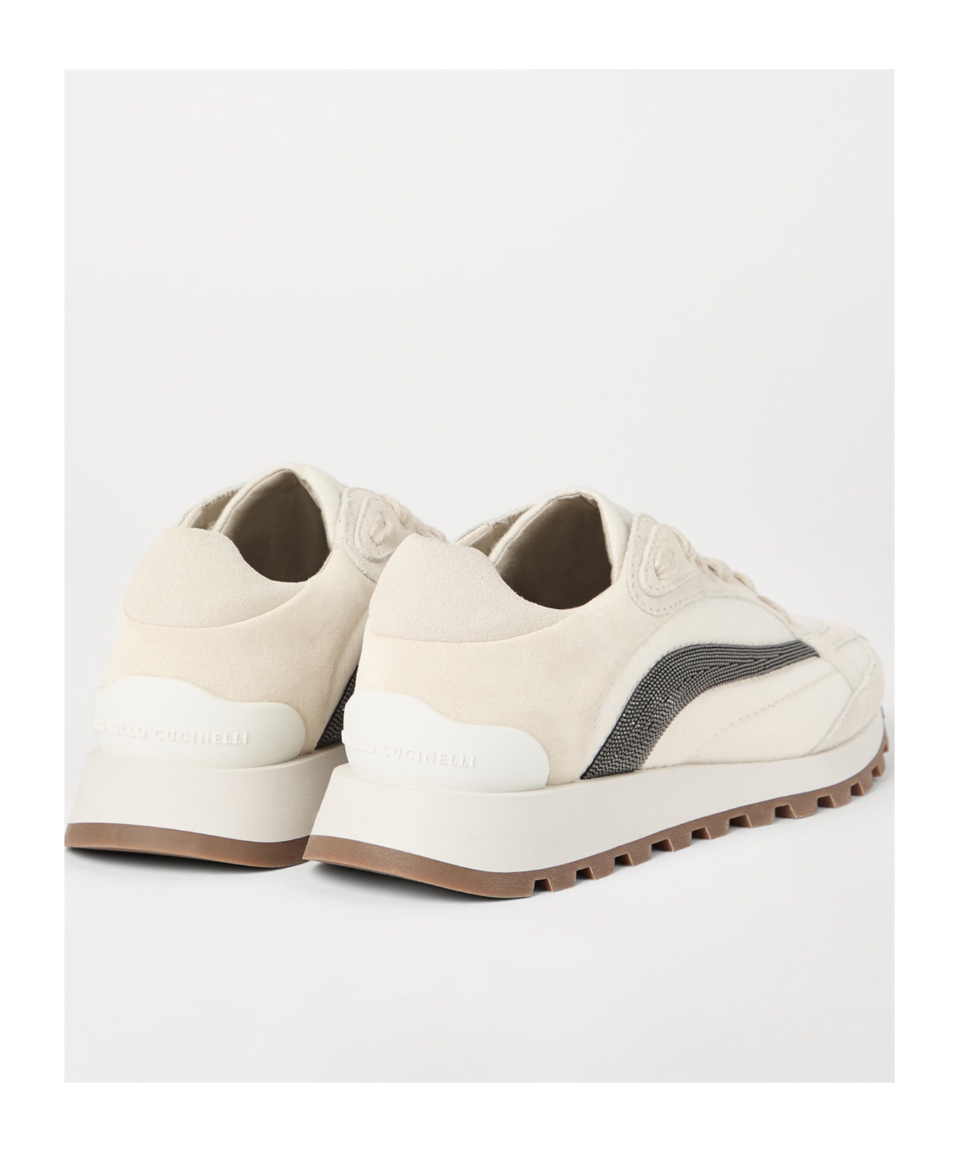 Brunello Cucinelli Beige Monile Sneakers In White