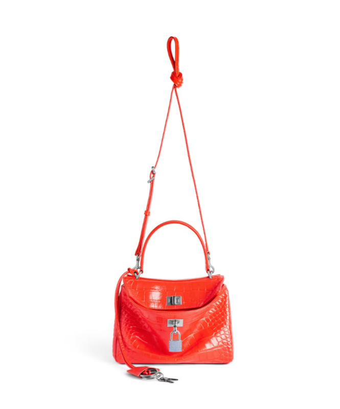 Balenciaga Women's Rodeo Handbag Mini With Rhinestones In Pop Orange In Orange