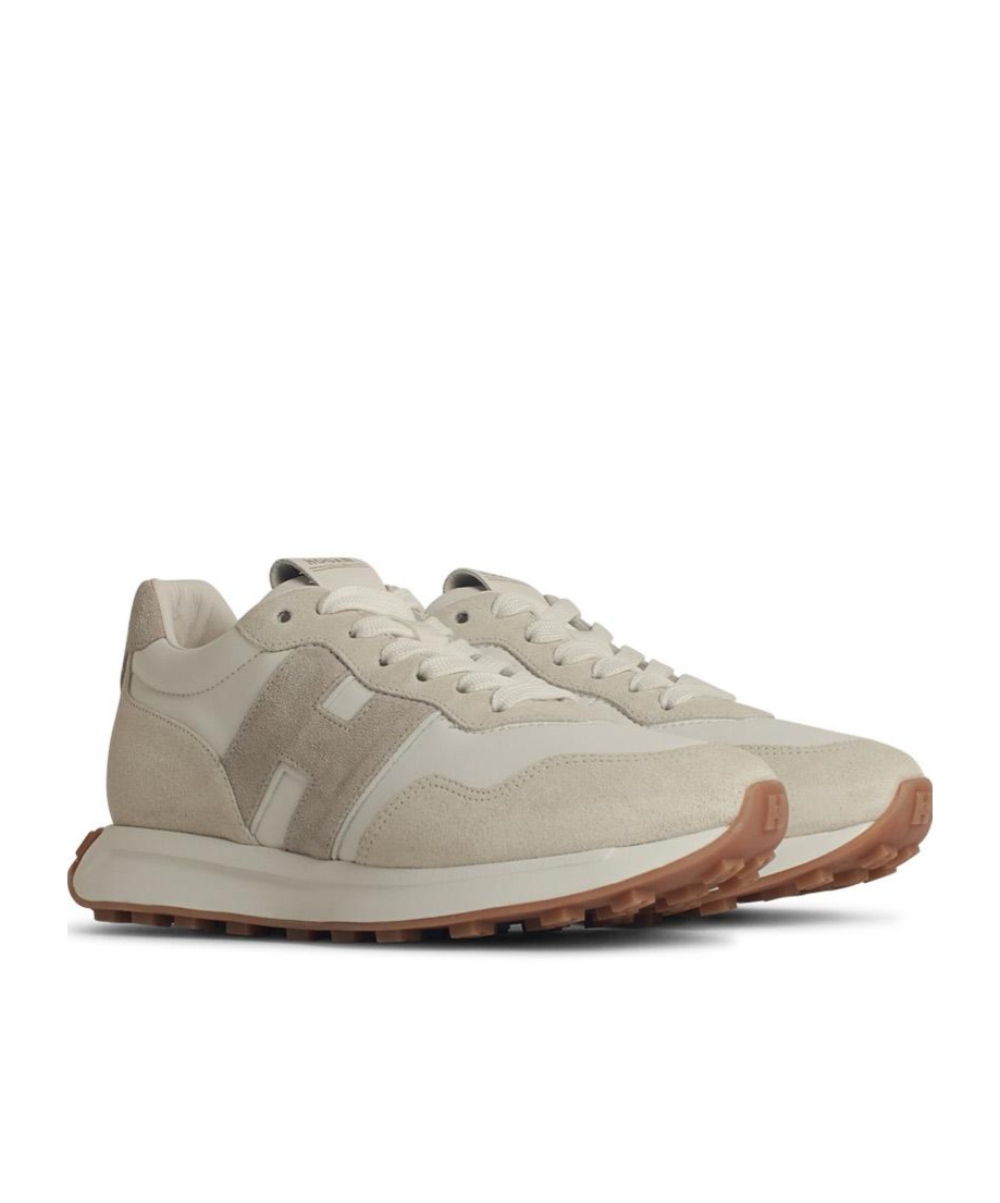 Hogan 'h602' Leather Sneakers Featuring Suede Panels In Nude