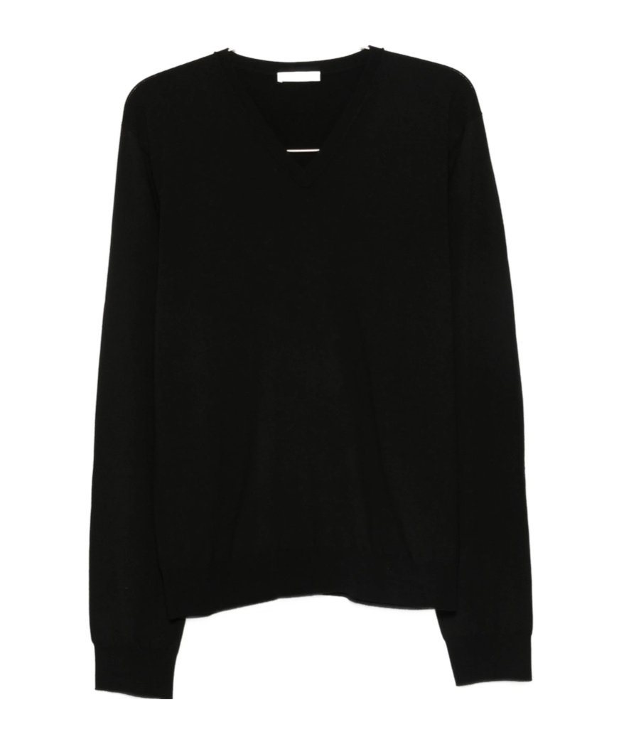 The Row V-neck Wool Sweater In Black