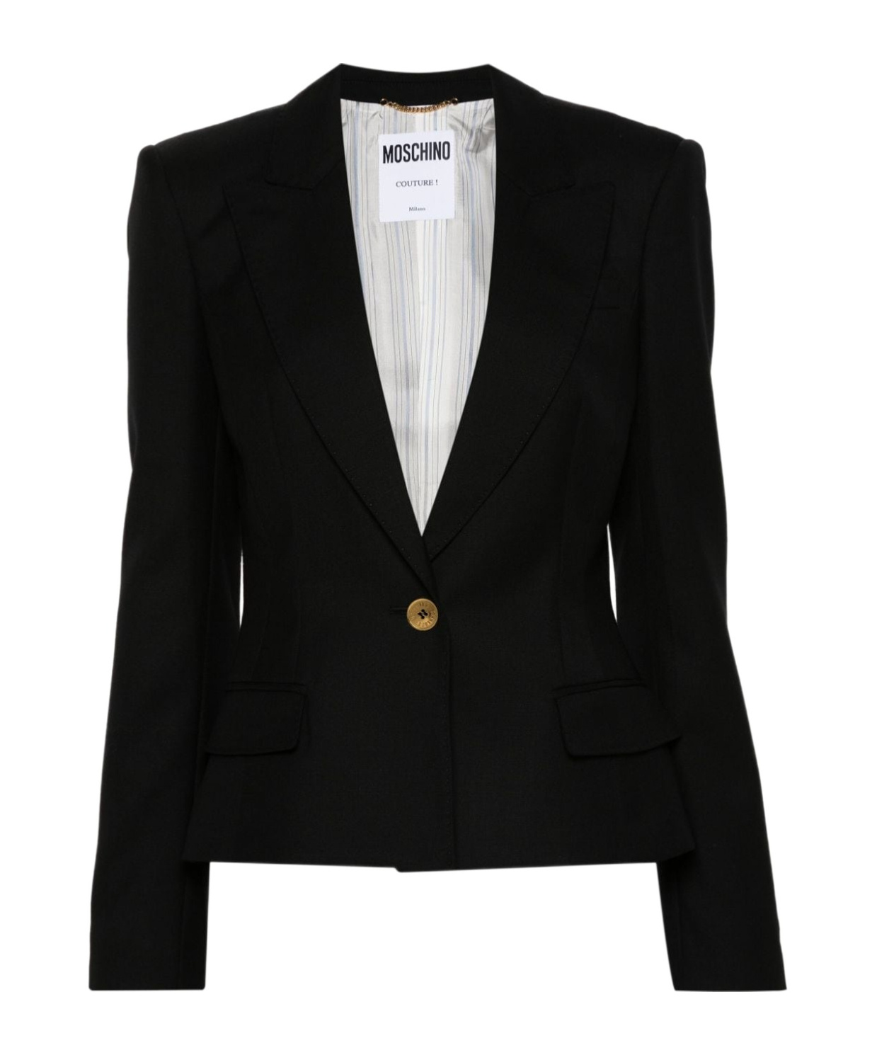 Moschino Blazer Wool Shoulder Pads In Black
