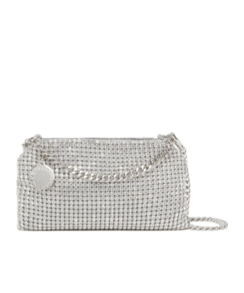 Stella Mccartney Falabella Embellished Chain-linked Shoulder Bag In Gray