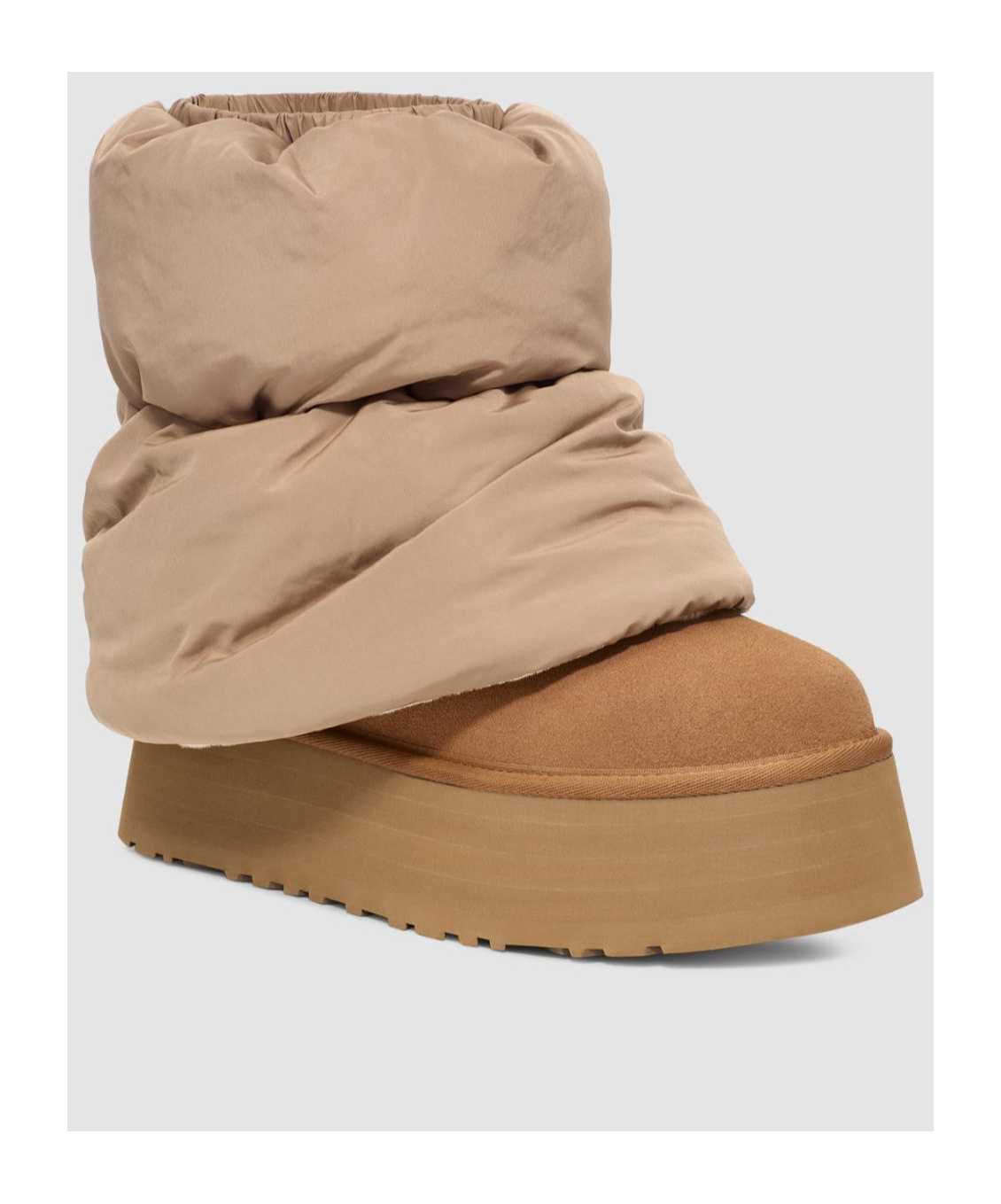 Shop Ugg Mini Dipper Puffer Boots In Nude