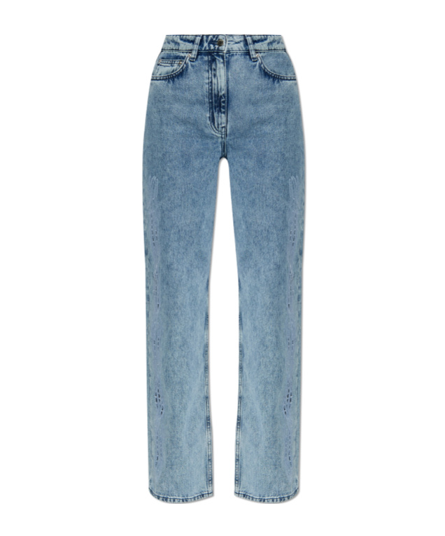 Iro Embroidered Cotton Jeans In Blue