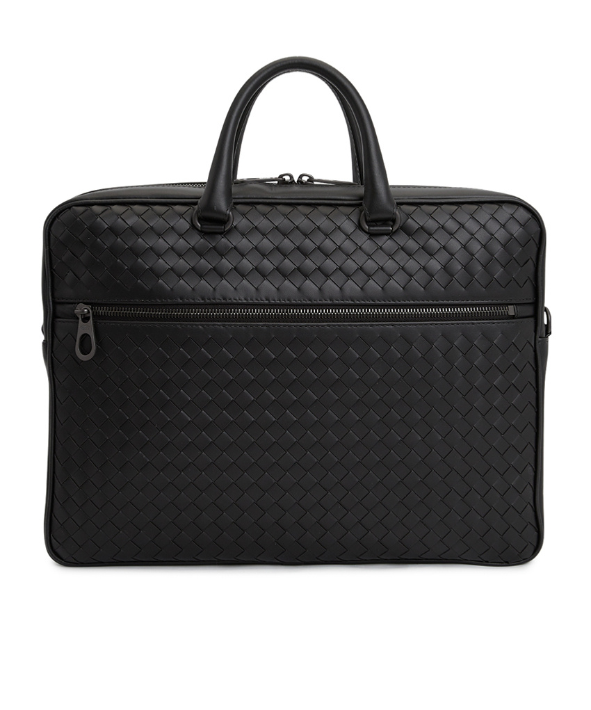 Bottega Veneta Intreciato Briefcase In Black