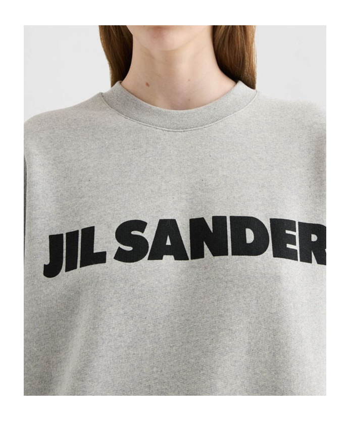 Jil Sander Logo Print Crewneck Sweatshirt In Gray