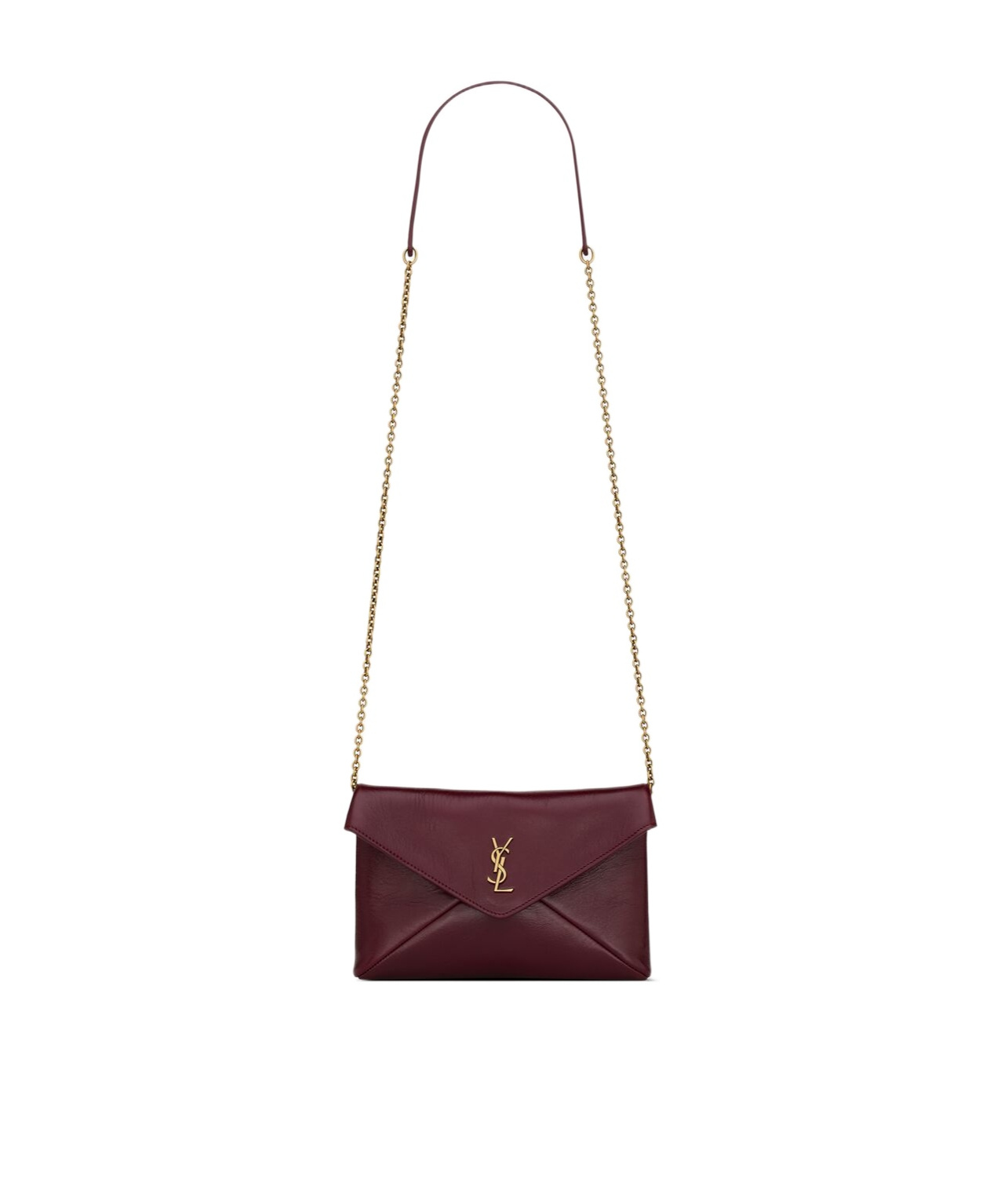 Saint Laurent Cassandre Chain Pouch In Shiny Leather