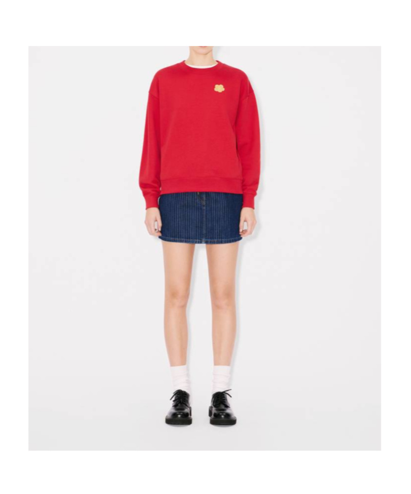 Kenzo Round-collar Long-sleeve Hoodie In Red