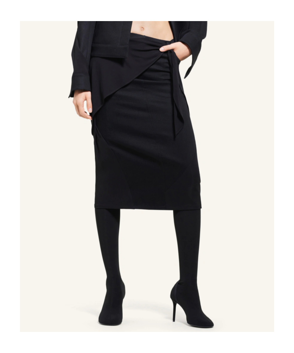 Courrèges Draped Wrap Detail Midi Skirt In Black