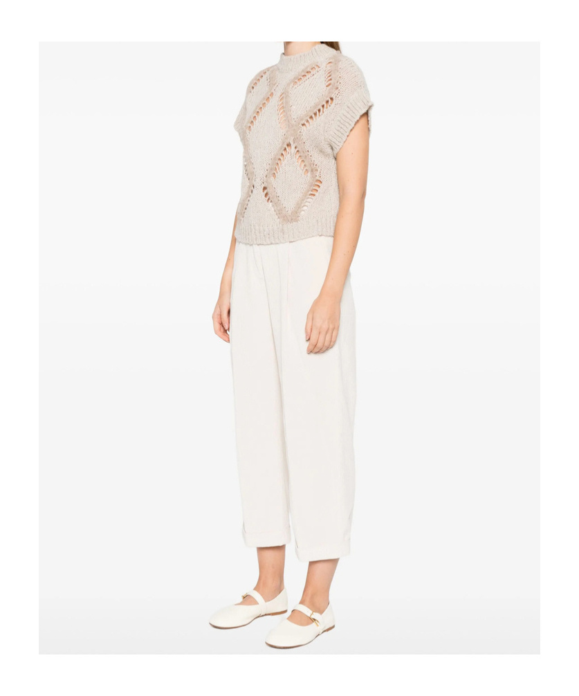 Antonelli Diamond Pattern Knitted Sweater In Brown