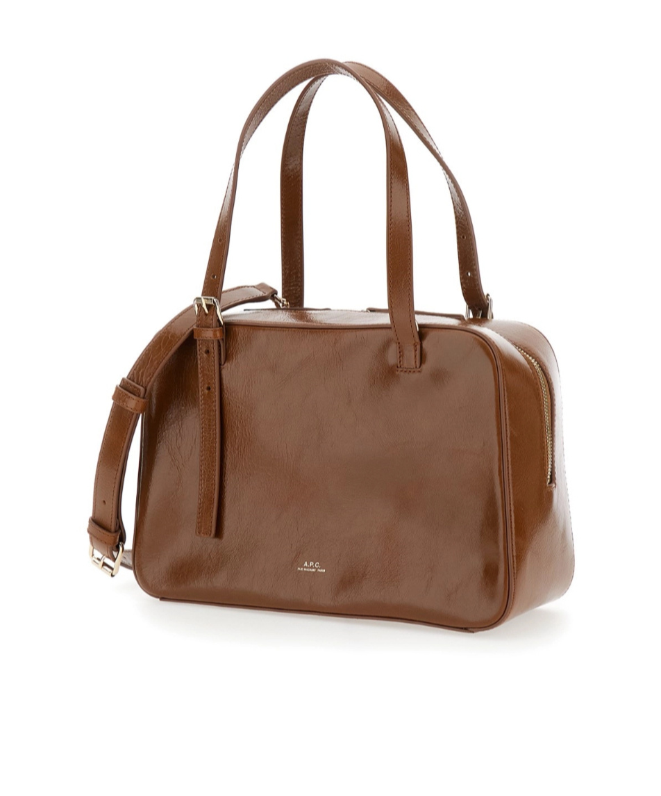 Apc Virginie Brown Shoulder Bag With Removable Shoulder Strap And Front Logo In Leather Woman In Brown