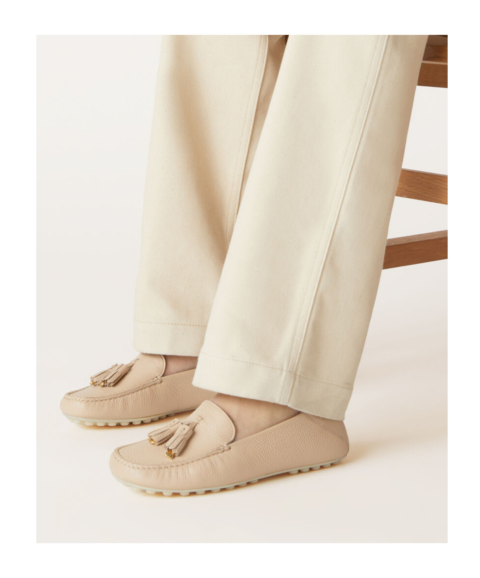 Loro Piana Tassel Mokasin Shoes In Nude