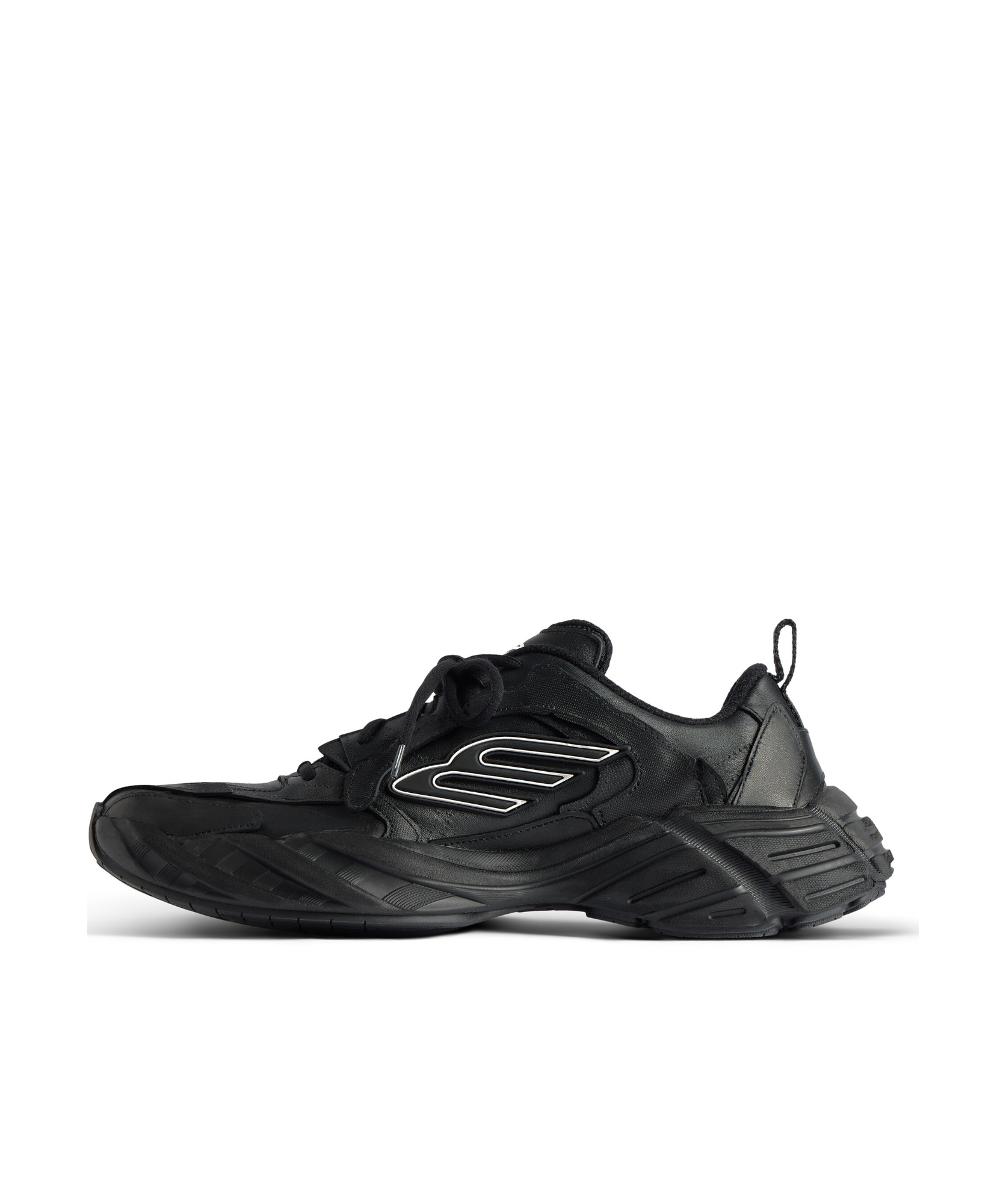 Balenciaga Monday Black Low Top Sneakers With Logo Detail And Embossed Size On The Rear In Leather And Fabric M In Black