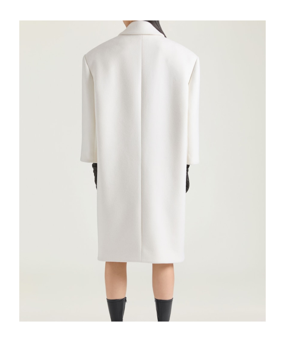 Givenchy Double Breasted Coat In Wool In White