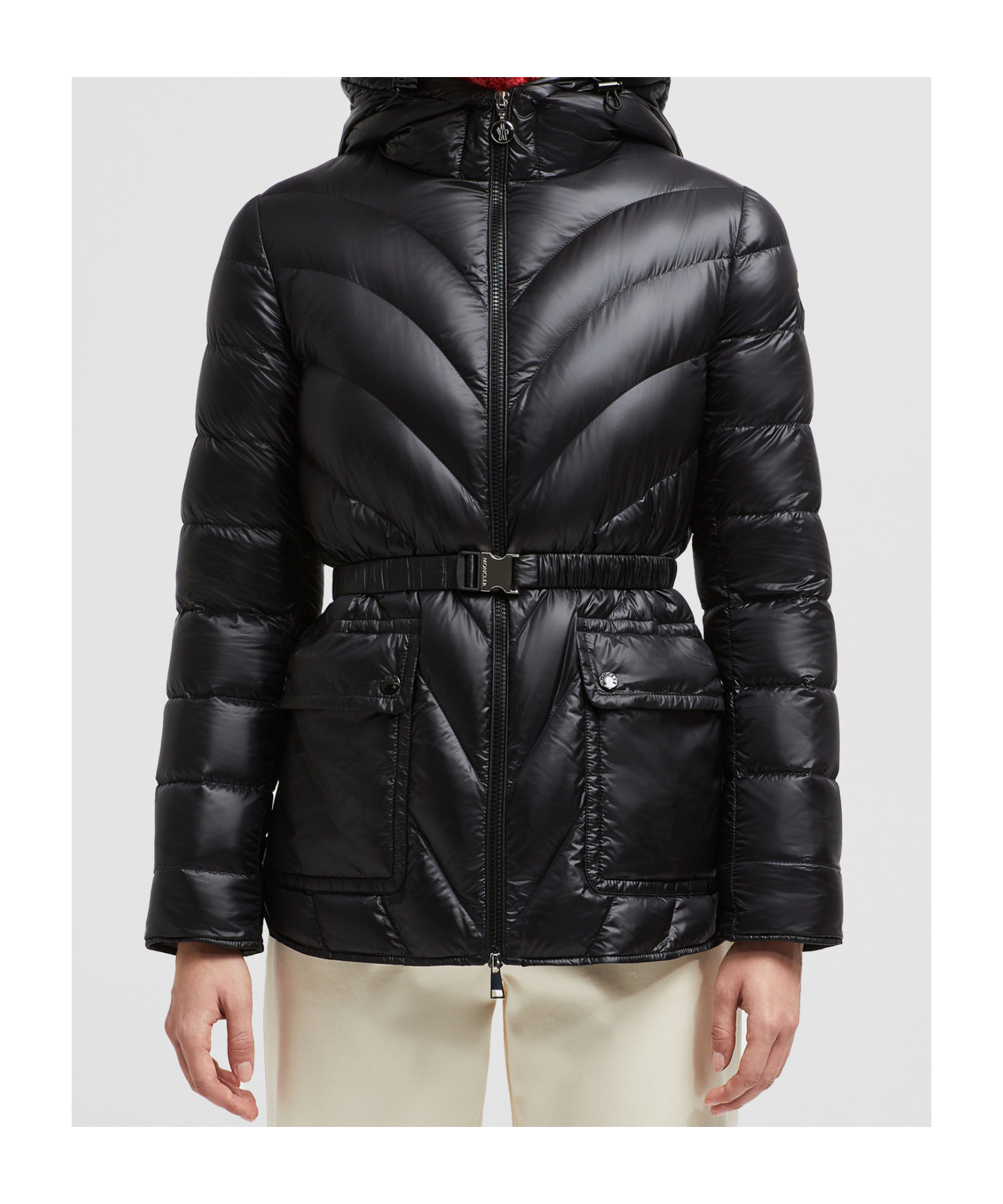 MONCLER ARGENNO HOODED MID-LENGTH DOWN JACKET