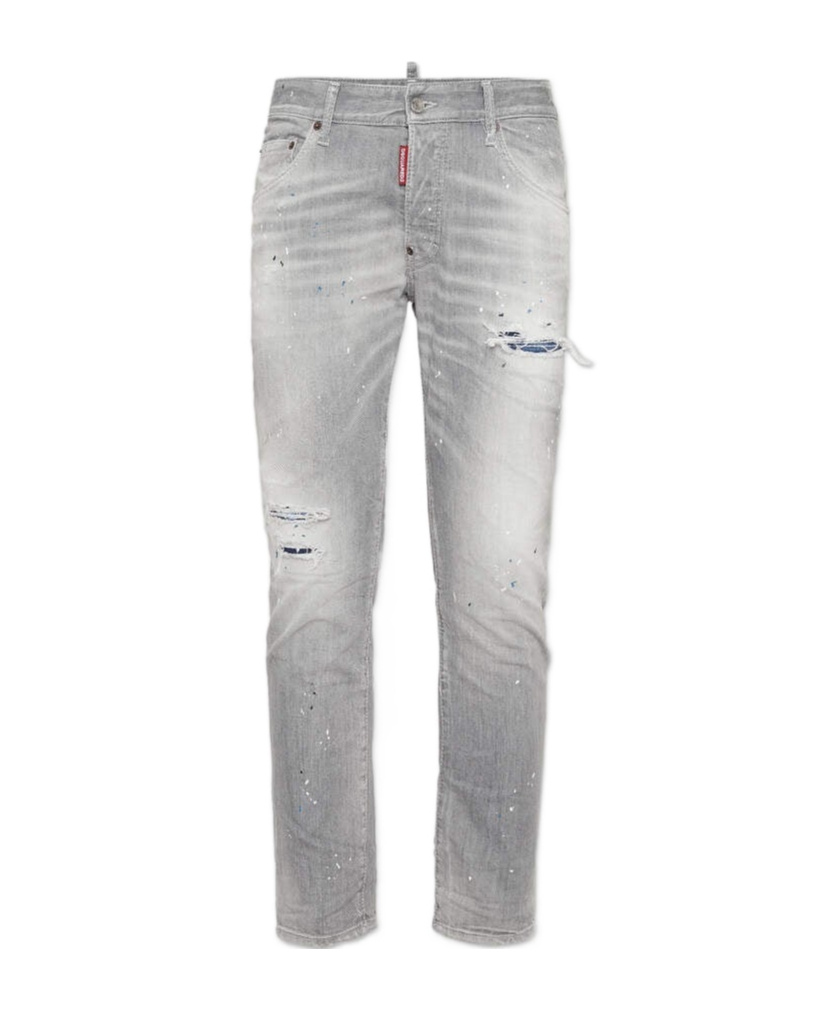 Dsquared2 Distressed Washed-denim Jeans In Gray