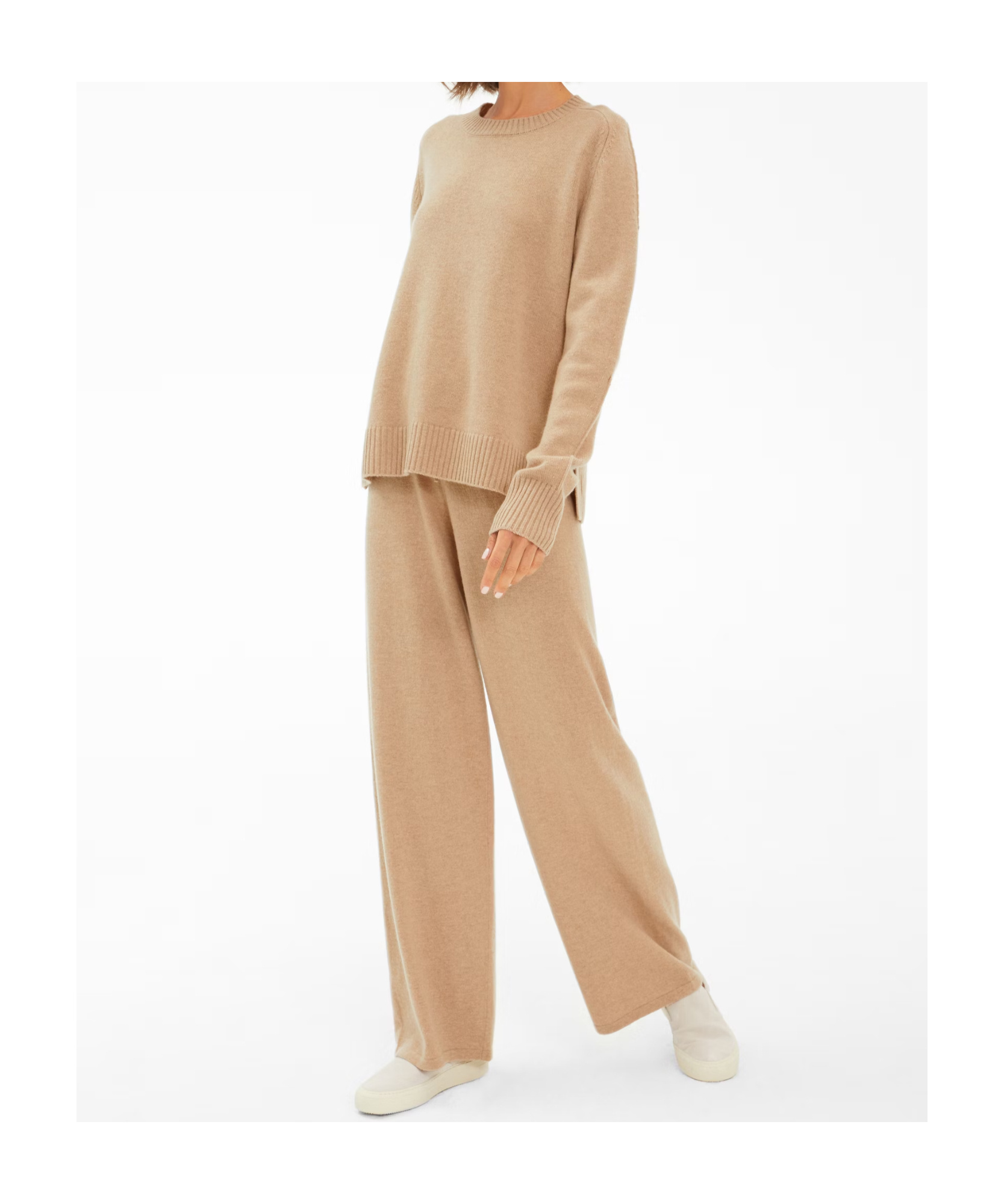 Juvia Ribbed Crew Neck Sweater In Brown