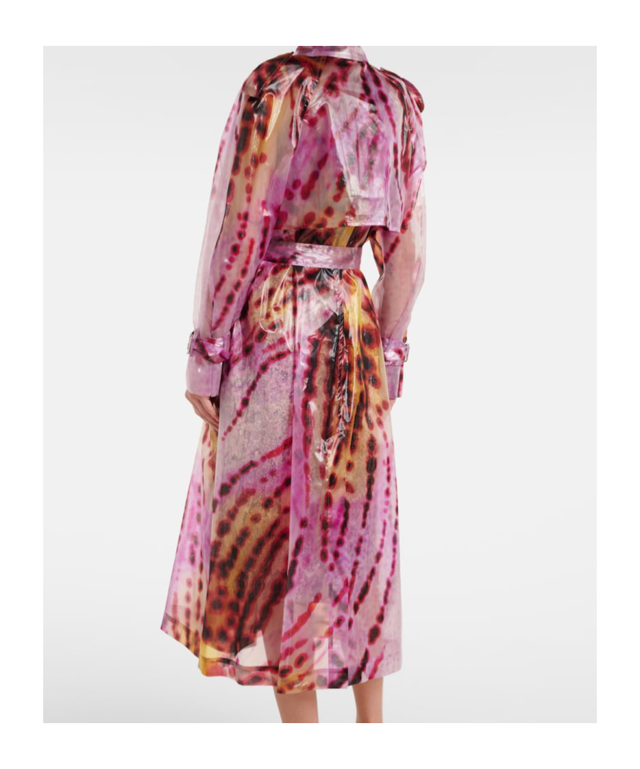 Dries Van Noten Printed Double-breasted Trench Coat In Pink