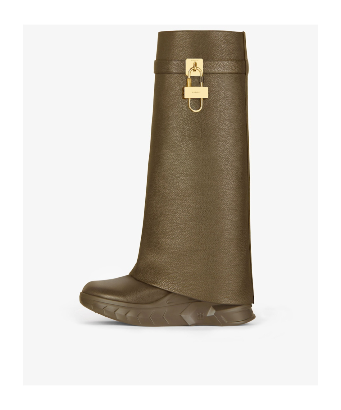 Givenchy Shark Lock Biker Boots In Grained Leather In Brown