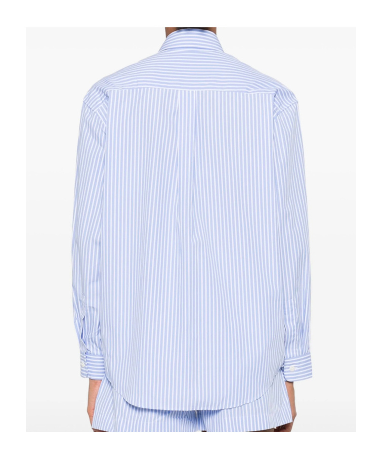 Sporty And Rich Striped Embroidered Shirt In Blue