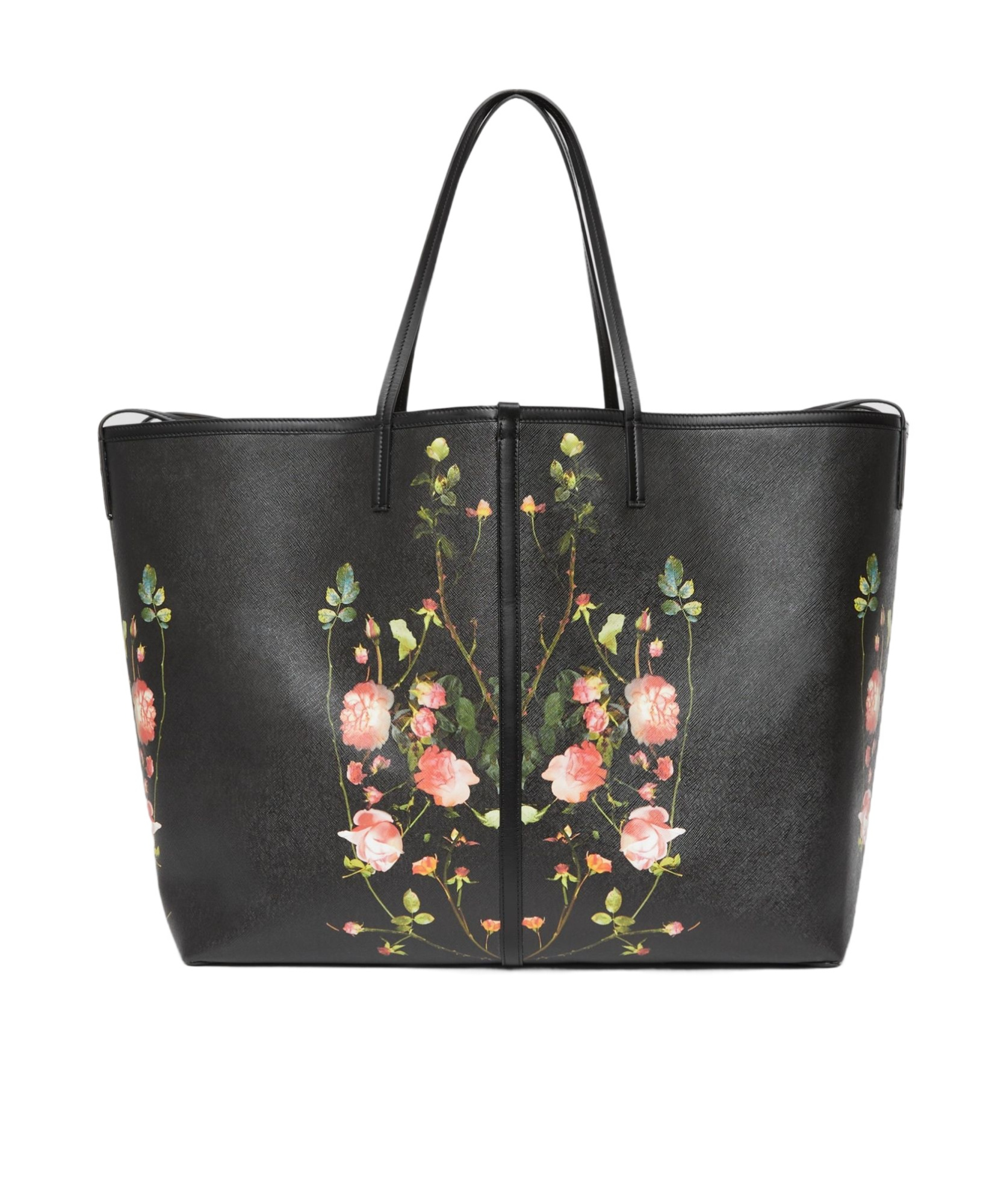 Burberry Floral-print Logo Tote Bag In Black