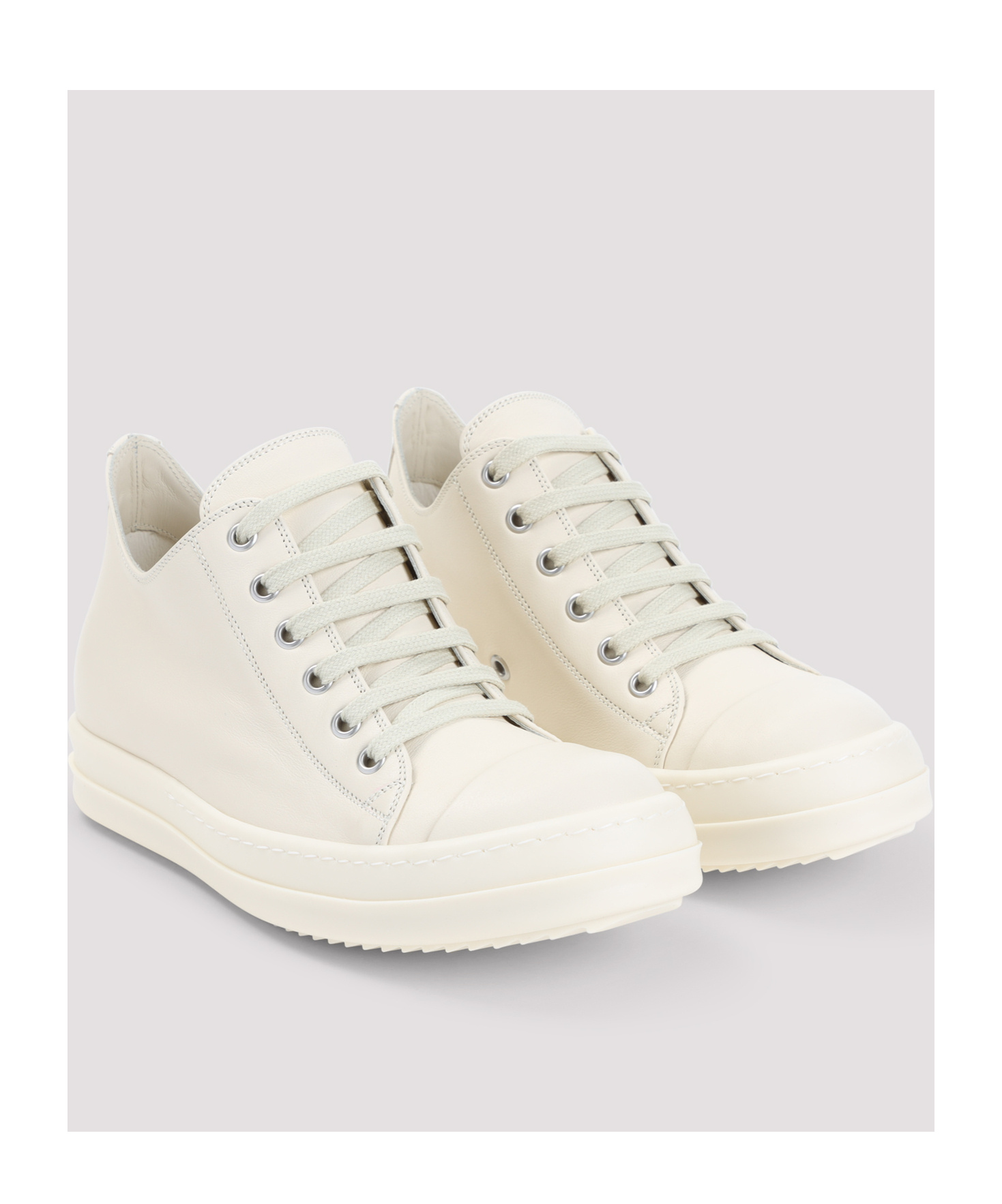 Rick Owens Leather Lace-up High-top Sneakers In White