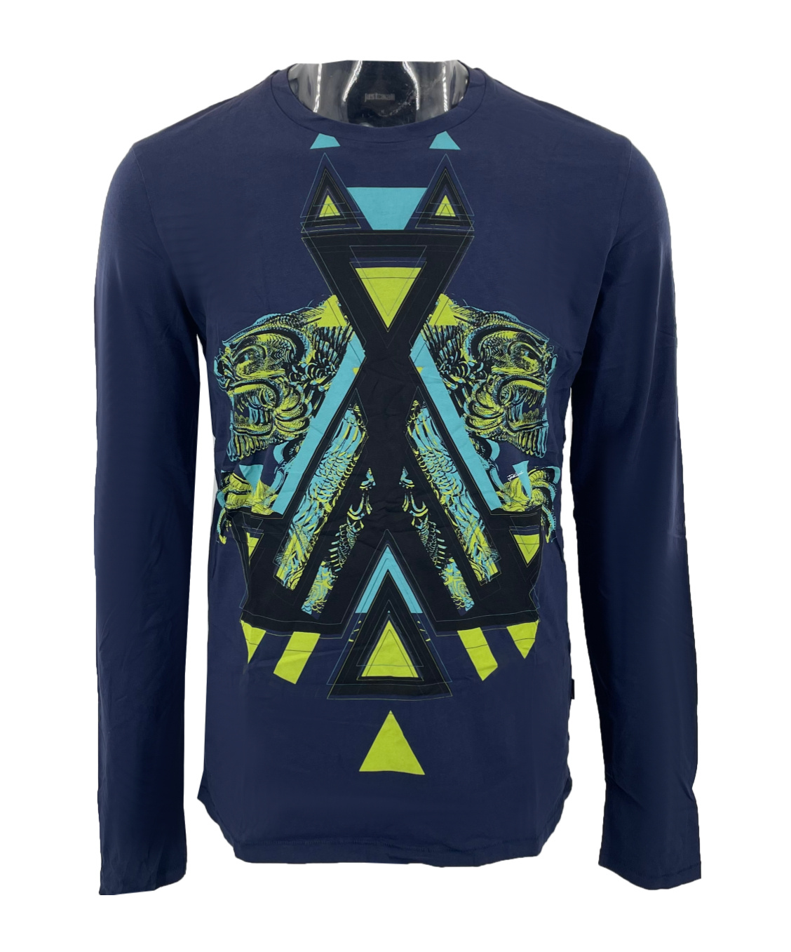 Just Cavalli Pattern Printed Long-sleeved T-shirt In Blue